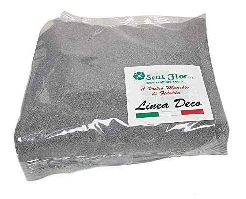 Seat Flor srl® Farbiger Sand, colored sand, beutel sand, Sand zur Dekoration von Vasen 0,5 mm Beutel mit 1 kg (25 Farben erhältlich) (Grau) von Seat Flor