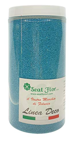 Seat Flor srl® Sabbia colorata, sabbia per decorazioni, sabbia per wedding, sabbia mis. 0.3/0.7 mm. in barattolo da 750 gr. (25 colori disponibili) (Türkis) von Seat Flor