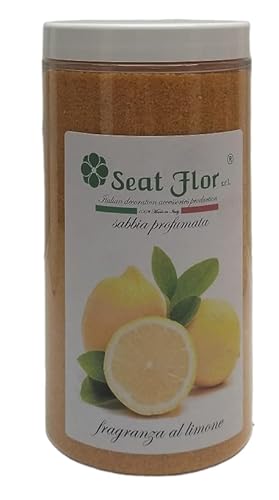 Seat Flor SRL® Farbsand, Duftsand, Duftsand für Aschenbecher und Dekorationen, 6 Düfte (750 gr Glas) (Zitrone) von Seat Flor