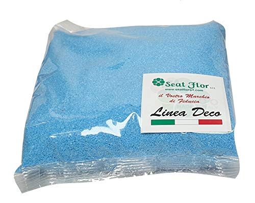 Seat Flor srl® Farbiger Sand, colored sand, beutel sand, Sand zur Dekoration von Vasen 0,5 mm Beutel mit 1 kg (25 Farben erhältlich) (Hellblau) von Seat Flor