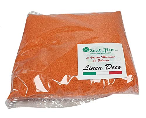 Seat Flor srl® Farbiger Sand, colored sand, beutel sand, Sand zur Dekoration von Vasen 0,5 mm Beutel mit 1 kg (25 Farben erhältlich) (Orange) von Seat Flor