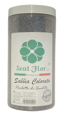 Seat Flor srl® Sabbia colorata, sabbia per decorazioni, sabbia per wedding, sabbia mis. 0.3/0.7 mm. in barattolo da 750 gr. (25 colori disponibili) (Grau) von Seat Flor
