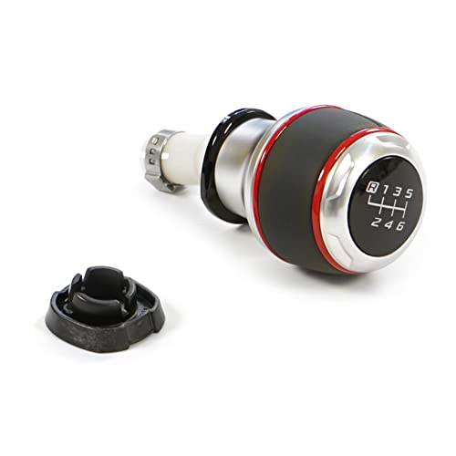 Seat 575064230AMAR Schaltknauf Emocion 6-Gang Schaltgetriebe Schaltknopf Leder Alu, rot/schwarz/silber Seat 575064230AMAR Schaltknauf Emocion 6-Gang Schaltgetriebe Schaltknopf Leder Alu, rot/schwarz/silber von Seat
