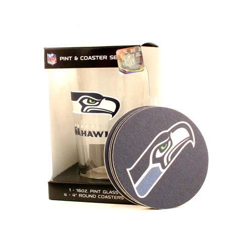 Seattle Seahawks 16 Unzen, Glas &4 Untersetzer, Geschenk-Set Seattle Seahawks 16 Unzen, Glas &4 Untersetzer, Geschenk-Set von Seattle Seahawks
