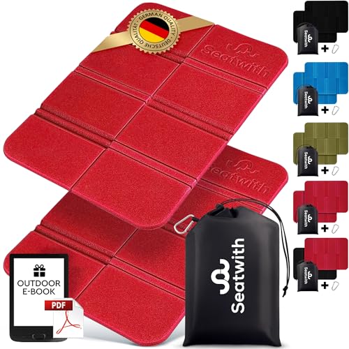 2er Set Outdoor Sitzmatte/Faltbares Iso-Thermo-Sitzkissen mit Tragetasche und Karabinerhacken für ideale Befestigung am Rucksack maximaler Schutz vor Kälte Nässe & Schmutz + Outdoor E-Book von Seatwith