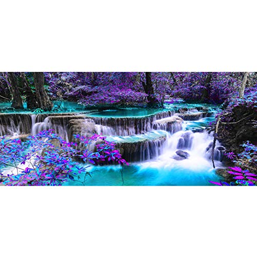 DIY 5D Diamant Painting Full Groß Malerei Wasserfall Landschaft Kreuzstich Stickerei Vollbohrer Mosaik Kit Deko Handarbeiten 90x40cm von Seawang