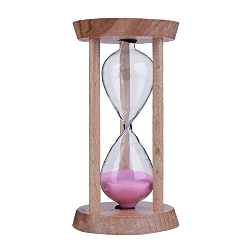 Seawang Sanduhr aus Holz, 3 Minuten, Sanduhr für Kinder, Zahnputzuhr (Pink) von Seawang