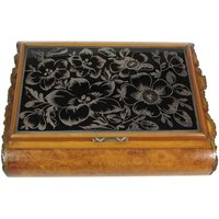 Art Deco Zigarettenschachtel Aus Holz Und Silber von SebastianoCollection