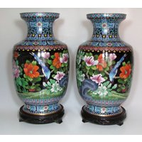 Großes Paar Cloisonné-Vasen von SebastianoCollection