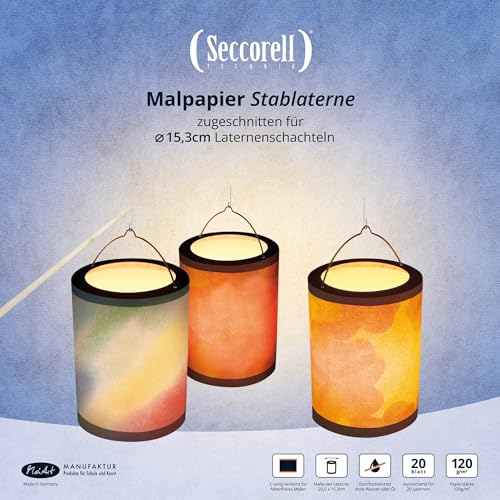 Seccorell - Stablaternen-Malblock - mit festerem Papier (120 g/qm, früher: 80 g/qm), 20 Blatt, 2-seitig verleimt für faltenfreies Wischmalen von Seccorell