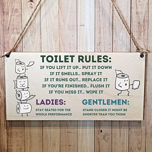 Second Ave Holzschild mit Aufschrift "Toilet Rules" von Second Ave Gift Company