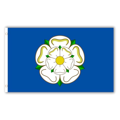 Second Ave Yorkshire-Flagge, 152 x 91 cm, groß, mit Messingösen, weiße Rose von Yorkshire County, Banner-Flagge von Second Ave Gift Company