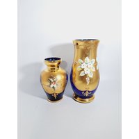 Blaue Glasvasen Böhmen Blaue Glasvasen Böhmen von SecondChanceVintageD