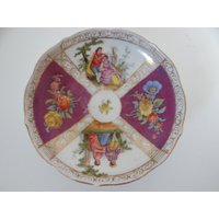 1815 Seltene Hand Bemalt Meiden Gekreuzt Schwerter Quatrefoil Courting Paar Kleine Porzellanschale von SecondWindShop