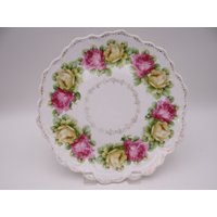 1880Er Jahre Vintage Bavarian Zsc Zeh Scherzer & Co Bunte Rosen Servierplatte Atemberaubend von SecondWindShop