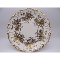 1950Er Jahre Rose Jahrgang Große Kronach Gold Porzellan Servier Tablett Ladegerät von SecondWindShop