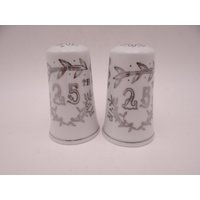1950Er Jahre Vintage Lefton 25. Silberhochzeit Salz Und Pfefferstreuer Mit Originaletiketten 1950Er Jahre Vintage Lefton 25. Silberhochzeit Salz Und Pfefferstreuer Mit Originaletiketten von SecondWindShop