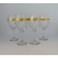 4 Klare Weinkräuter Mit Vergoldungsband 6, 5" Weingläser Oder - Sets Verfügbar Classic & Elegant Design von SecondWindShop