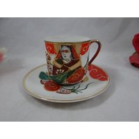 Atemberaubende Moriage Von Hand Verziert Und Bemalt Porzellan Demitasse Tasse Untertasse Teetasse von SecondWindShop