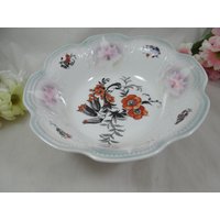 Vintage Antike Rosa Rose Und Mohn Geprägte Obstschale - Made in Germany von SecondWindShop