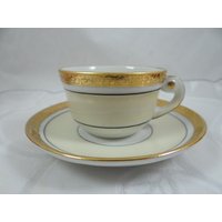 Vintage Französisch Lc&j Espresso Cappuccino Teetasse Und Untertasse Set von SecondWindShop