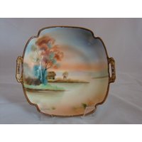 Vintage Hand Gequält Nippon Kleine Servier Schale Oder Teller Mit Moriage Perlenstickerei C1911 - 1920 von SecondWindShop