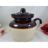 Vintage Steinzeug Bnurbe Topf Rrpco Roseville Robinson Ransbotton Co Braun Und Weiß Glasur von SecondWindShop