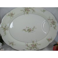 Vintage Theodore Haviland New York Made in Usa 16 "Große Ovale Servierplatte Fleischplatte "Rosalinde" Rosa Spray Muster von SecondWindShop