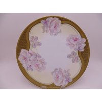 Wunderschöner Vintage 1930Er Reinhold Schlegelmilch Rs Germany Große Weiße Rosenplatte von SecondWindShop