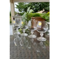 Vier Vintage Cristal D'arques-Durand Lucia Frost Stem Armagnac, Brandy, Cognac Gläser. Gefrosteter Blumenstängel. Crystal Brandy Schwenker von SecondWindVintageFR