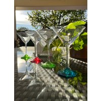 Vintage Bunte Stem Martini Gläser Fun Barware 4Er-Set von SecondWindVintageFR