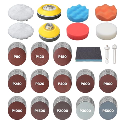 Seconero 143 Stück Schleifscheiben Pad 50mm 75mm Schleifpapier 80 to 5000 Körnung, Polierschwamm Auto Polierpads Set, Schleifaufsatz für Akkuschrauber Bohrmaschine, Polieraufsatz Akkuschrauber Seconero 143 Stück Schleifscheiben Pad 50mm 75mm Schleifpapier 80 to 5000 Körnung, Polierschwamm Auto Polierpads Set, Schleifaufsatz für Akkuschrauber Bohrmaschine, Polieraufsatz Akkuschrauber von Seconero