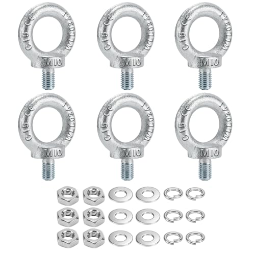 Seconero 6 Stück Runde Ringschraube M6/M8/M10, Ring Augenschraube Galvanisch Verzinkt C15, öSenschraube Ringschrauben mit Schraubkappe Unterlegscheibe, Augenbolzen für Rolle Des Befestigens & Hängens Seconero 6 Stück Runde Ringschraube M6/M8/M10, Ring Augenschraube Galvanisch Verzinkt C15, öSenschraube Ringschrauben mit Schraubkappe Unterlegscheibe, Augenbolzen für Rolle Des Befestigens & Hängens von Seconero