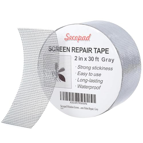 Grau Fliegengitter Reparatur Klebeband, 5 cm x 9 m Fliegengitter Reparatur Set, Selbstklebend & Wasserdichtes Netz-Reparaturpflaster von Secopad