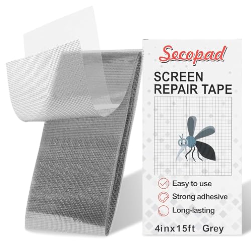Secopad Fliegengitter Reparatur Klebeband, 10 cm x 4,5 m Fliegengitter Reparatur Set, Selbstklebend Insektenschutz Fliegengitter Reparatur,Grau von Secopad