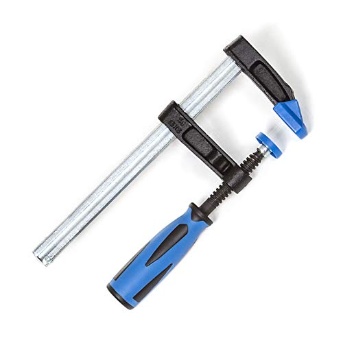 SECOTEC® Schraubzwinge 150 x 50 mm, Modellbauzwinge, Bastelzwinge, Blau, Stahlschiene, Antirutsch-Griff von Secotec