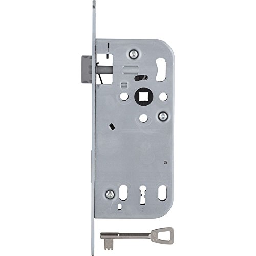 SECOTEC V105A024S015 Bartschlüssel Innentür Einstemmschloss Buntbart Dormaß 50 mm, rund, silberfärbig, 1 Stück, Silber von Secotec