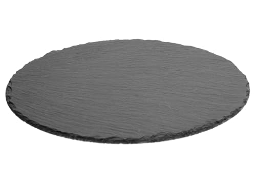 Secret de Gourmet Schieferplatte 32 cm Platte Teller Servieren Servierplatte für Sushi rund Tafelplatte Buffet anthrazit Tisch Dekoration Deko Käseplatte von Secret de Gourmet