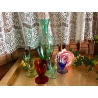 Grün Glas Karaffe Schnapsglas Set Regenbogen Retro Dekanter Mehrfarbig Trinkgefäße Servieren Barware Alkohol Barkeeper Geschenk Party Pub Spiel von SecretBelladonna