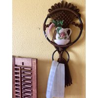 Küche Wand Kunst Makramee Handtuchhalter Pilz Keramik Sahnegießer Plaque Shabby Chic Handgemachte Tür Dekor Cottage Hochzeit Geschenk Gewebt Boho von SecretBelladonna