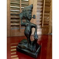 Pfeife Rauchender Mann Holzstatue Sailor Abstrakte Figur Vintage Ebenholz Hand Geschnitzt Popeye Strand Haus Regal Dekor Ruhestand Vater Geschenk von SecretBelladonna