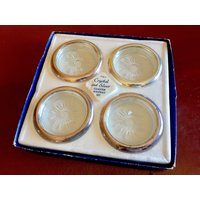 Silberplatte Kristall Untersetzer Set 1960 Leonard Italien Aschenbecher Stapelbar Runde Schmuck Tabletts Sunburst Retro Vintage Hochzeit Dusche von SecretBelladonna