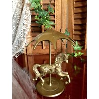 Solide Messing Pony Karussell Pferd Statue Land Dekor Reiten Geschenk Weihnachten Gold Metall Tier Figur Merry Go Runde Baby Zimmer Kid von SecretBelladonna