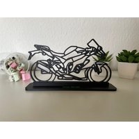 Motorrad Ninja Zx10-R Linien Kunst Figur | Personalisierbar Aus Bio Kunststoff Kawasaki Silhouette Modell |Geschenkidee Für Motorradfahrer von SecretPrintsStudio