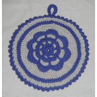 Manique Handgehäkelte Baumwoll-/Schnurfarben, Königsblau Und Liberty-stoff von SecretsdeMansarde