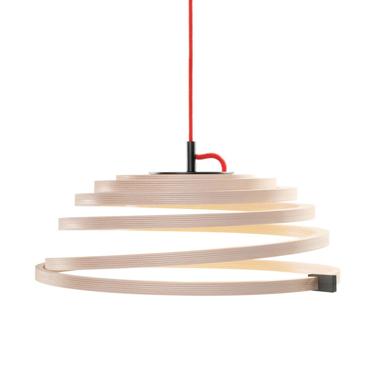 Secto Design - Aspiro 8000 LED Pendelleuchte - birke/Kabel rot/H 35cm / Ø 50cm/2850K/650lm/CRI>80/DALI dimmbar von Secto Design