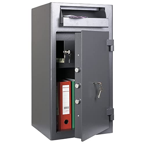 SafeHero Einwurftresor Klasse S1 EN 14450 Secureo Vulture 2 | H812xB419xT427 | Einwurfklappe & Innentresor | Doppelbartschloss | Anti-Fishing Vorrichtung von Secureo