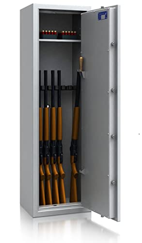 SafeHero Waffenschrank Klasse 0 EN 1143-1 Secureo Hawk 7 XL | Waffenschrank 0 für 7 Langwaffen | Langwaffenschrank mit Elektronikschloss | Konformer Waffenschrank Langwaffen, Kurzwaffen + Munition von Secureo