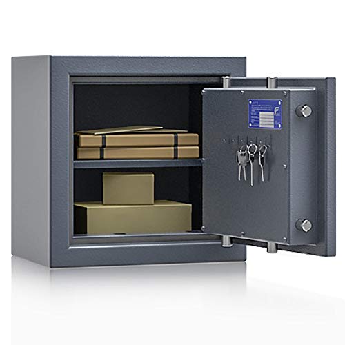 Secureo Wertschutzschrank Grad 1 EN 1143-1 Osprey 1 | H400xB400xT270 | Doppelbartschloss mit 3 Schlüssel | ECB-S zertifiziert | 1 Fachboden | 42 kg von Secureo