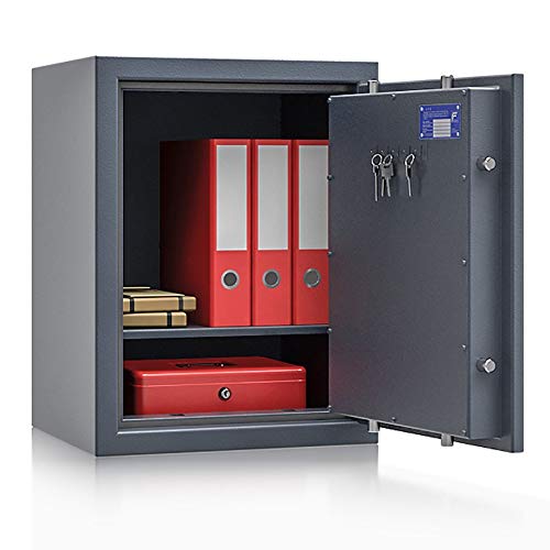Secureo Wertschutzschrank Grad 1 EN 1143-1 Osprey 4 | H650xB500xT420 | Doppelbartschloss mit 3 Schlüssel | ECB-S zertifiziert | passend für A4-Ordner | 1 Fachboden | 85 kg von Secureo